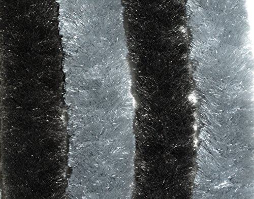 Unbekannt Flauschvorhang Silber/Anthrazit 90x200cm Vorhang Tür Camping Balkon Insektenschutz Garten Terasse (Silber/Anthrazit)