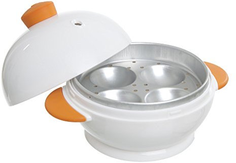 Joie Microwave Egg Boiler – 4-Egg Cooker for Hard & Soft Boiled Eggs, Quick & Easy Breakfast Maker, BPA-Free, Microwave Safe, White