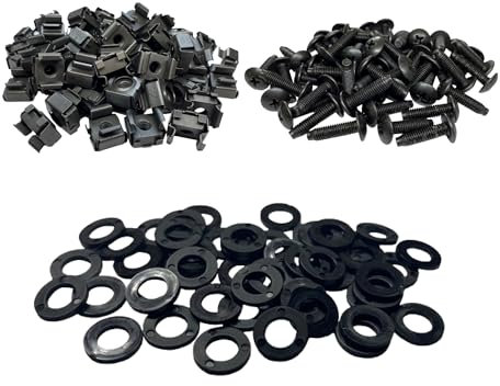 Rackgold Noir Cage Écrou et vis W/Rondelles 50-pack fabriquée aux États-Unis