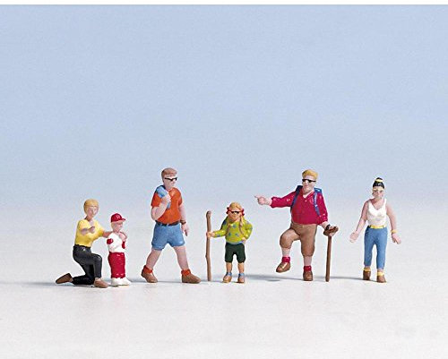 NOCH® Figuren-Set „Wanderer“, H0 Maßstab 1:87, handkolorierte Miniaturfiguren ideal für Modellbahn und Diorama
