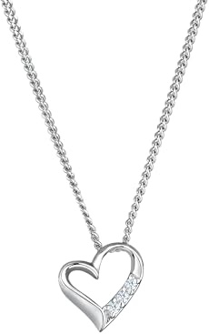 Elli DIAMONDS Halskette Damen mit Herz Anhänger Ewigkeit mit Diamant (0.04 ct.) in 925 Sterling Silber