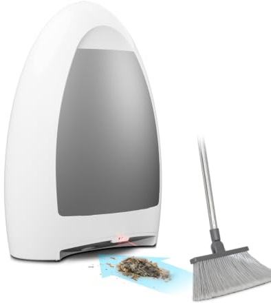 EyeVac Home Touchless Vacuum Automatic Dustpan - Great for Sweeping Pet Hair Food Dirt Kitchen - Ultra Fast & Powerful, No More Bending Down, Bagless, Corded, Automatic Sensors, 1000 Watt (White)