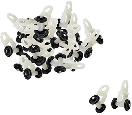 sourcing map Rodillos de Rueda de 13 mm de diámetro 20 pcs Cortina de plástico Blanco y Negro vía ferrocarril