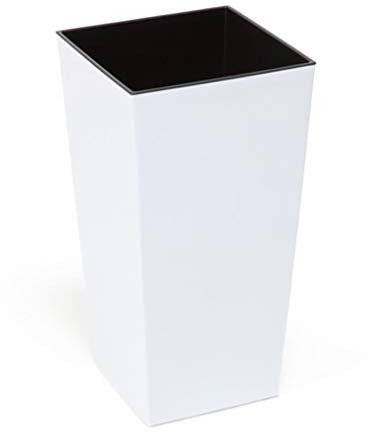 XXL Design Pflanztopf aus Kunststoff in Hochglanz Weiß mit herausnehmbaren Einsatz. Maße BxTxH in cm: 40 x 40 x 75 cm. 91,5 Liter Volumen!