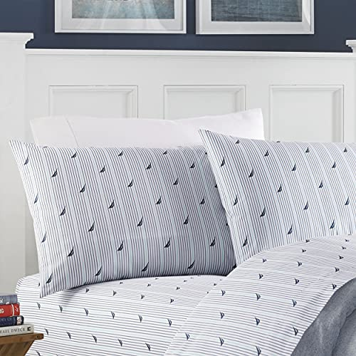 Nautica - Twin XL Sheet Set, Cotton Percale Bedding Set, Crisp & Cool, Stylish Home Decor & Dorm Room Essentials (Audley Blue, Twin XL)