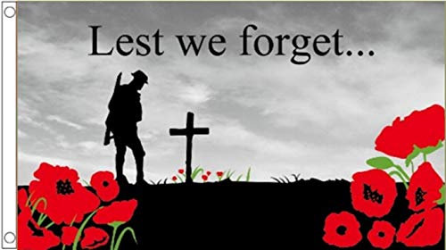 Remembrance Sunday Poppy Lest We Forget 5'x3' (150cm x 90cm) Flag