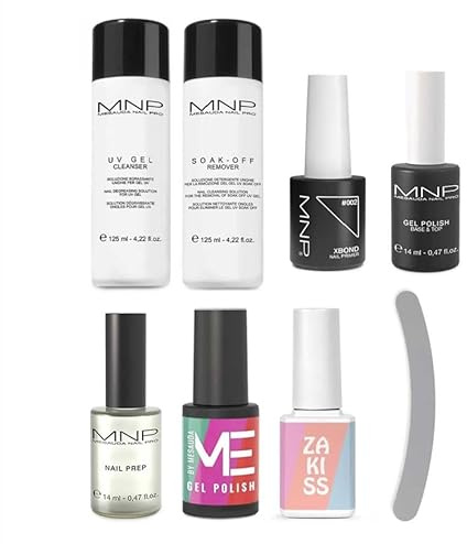 MESAUDA Kit Semipermanente Completo per Unghie: Gel Polish Base & Top, Ultrabond, Soak Off Remover, Cleanser Sgrassante, Nail Prep, Smalto Me Rosso + Omaggio 10 Ml