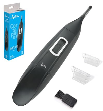 Jata CN15B - Cortapelos Nariz, Cortapelos Nariz, Oreja y Cejas. Indoloro. Cuchilla de Acero Inox. 2 Medidas de corte. 2 Peines para Perfilar. Funciona con 1 pila. Cepillo para limpieza