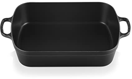 Le Creuset Signature Enamelled Cast Iron Rectangular Roasting Dish, 37 cm, 6.6 litres, Matte Black, 20184370000422