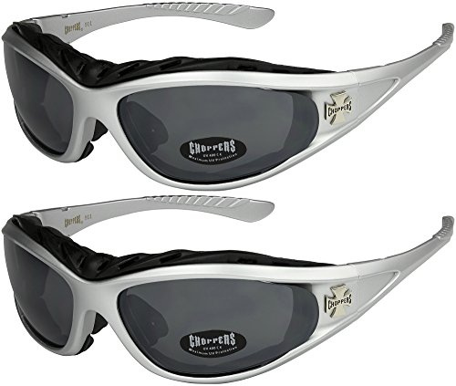 X-CRUZE 2er Pack Choppers 911 Sonnenbrillen Motorradbrille Sportbrille Radbrille mit Polsterung in den Farben schwarz, anthrazit, silber und weiß