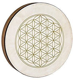 Sonic Energy Handtrommel Lebensblume – 40,6 cm – Schamanische Rahmentrommel mit Ziegenfell – Für Meditation, Klangreisen, Percussion (HD16WB-FOL)
