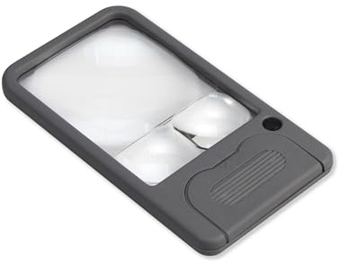 Carson Pocket Magnifier kompakte Taschenlupe mit LED und 3 Vergrößerungsstufen 2,5x/4,5x/6x (PM-33), Grau