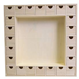 Artemio 39 x 39,5 x 6,5 cm Adventskalender aus Holz mit Schubladen zu dekorieren, beige, 39 x 39.5 X6.5 cm