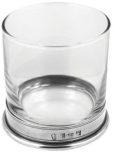English Pewter Company Whisky Tumbler Glass with Pewter Base, Old Fashioned Heavy Design [VG005]