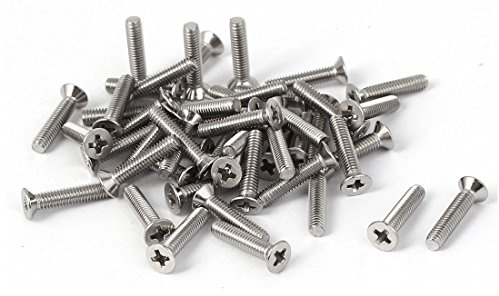 sourcing map 50 Stück Phillips Senkkopfschrauben M2,5x 12mm Edelstahl 316Flat Head Maschinenschrauben gurthalteband