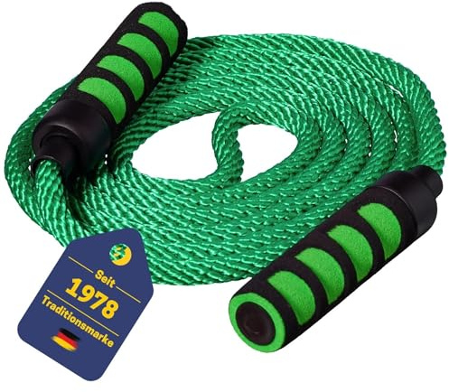 Best Sporting Springseil mit Softgriffen I Länge 400 cm I Farbe Grün I Schwungseil für mehrere Springer I Gruppen Seil für Kinder und Erwachsene I Ideal für spielerische Übungen mit Kindern