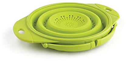 Dexas POP Collapsible Silicone Colander, 10 inch diameter, Solid Green