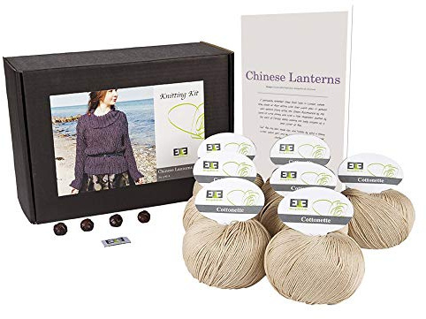 DesignEtte 100% ägyptische Baumwolle Strick-Set chinesischen Laternen P, Baumwolle, Champagne 49, XL