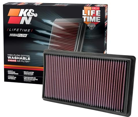 K&N High-Flow Original Lifetime Engine Air Filter: Increase Power: Premium, Washable: Compatible with 2007-2026 Ford/Lincoln/Mazda: (See Product Description for Select Models) 33-2395