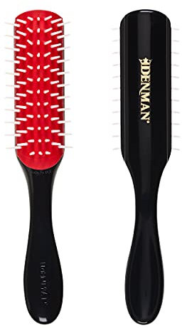 Denman D31 Curly Hair Brush (Black) 7 Row Styling Brush for Detangling, Separating, Shaping and Defining Curls - For Women and Men