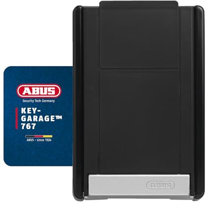 ABUS KeyGarage 767 - Schlüsselbox mit Bügel zur Wandmontage - mit Tastencode - für Schlüssel oder kleine Wertgegenstände - Schwarz-Silber