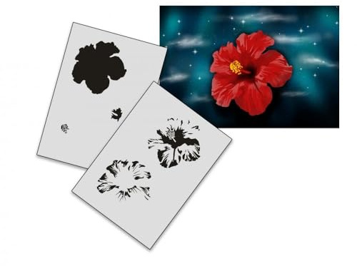 UMR-Design AS-185 Hibiscus Airbrushschablone Step by Step Grösse M