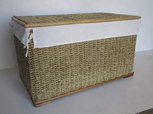 fantasie d oriente Cesto Baule Porta Biancheria Vimini Rattan BANANO CM 76X43X43 H PORTABIANCHERIA con Struttura GIUNCO
