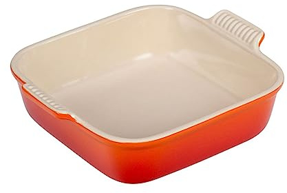 Le Creuset Stoneware Heritage Square Dish, 3 qt. (9), Flame