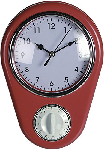 OOTB Wanduhr »Kitchen« Retro 50er Jahre Design mit Kurzzeitwecker (Rot)