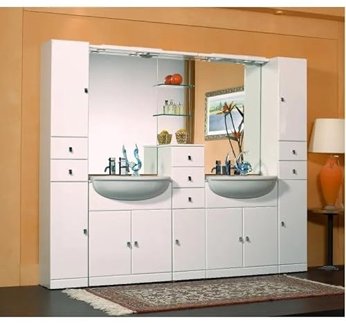 Bagno Italia Mobile Arredo Bagno 30+70+30+70+30 semincasso con doppio lavabo e specchio Mobili arredi 1 l