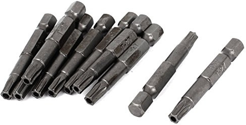 sourcing map Embouts de tournevis Torx de sécurité magnétiques à tige hexagonale T27 de 5 mm, 10 pièces, gris