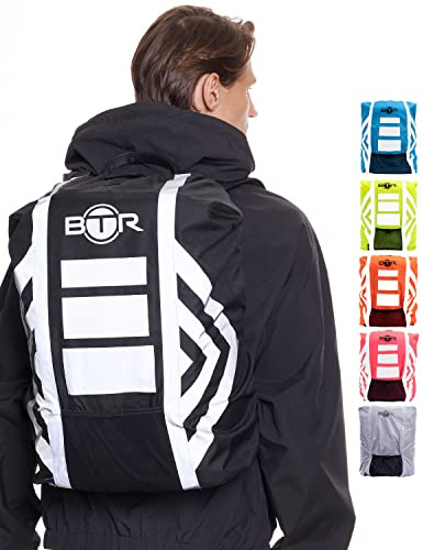 BTR Waterproof High Visibility Backpack Cover. High Viz Rucksack Cover With Reflective Tape. Black Medium