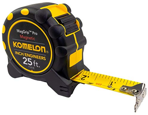 Komelon 7125IE; 25' x 1 Magnetic MagGrip Pro Tape Measure with Inch/Engineer Scale, Yellow/Black