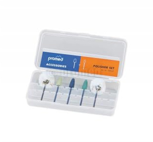 Promed Polisher Schleifkörper-Set, 5 Schleifkörper zum Polieren von Kunst- oder Naturnägeln, Bitset, Nagelfräser Aufsätze, Zubehör für Promed Fräser, Schaftdurchmesser 2,332 bis 2,350 mm.