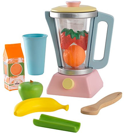 KidKraft Pastell Smoothie Spielset aus Holz für Kinderküche mit Mixer und Obst, Spielküche Zubehör, Spielzeug für Kinder ab 3 Jahre, 63377