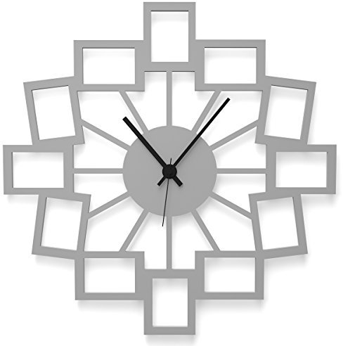 WANDKINGS Wanduhr Kleine Fotos aus Acrylglas, in 11 Farben erhältlich (Farbe: Uhr = Grau glänzend; Zeiger = Schwarz)