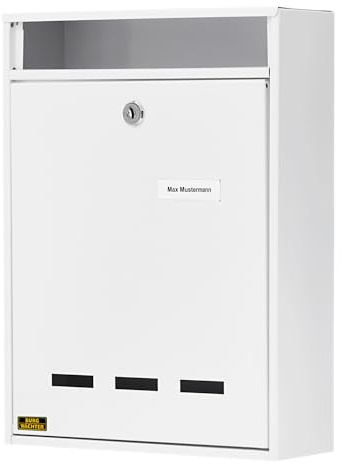 Burg-Wächter Anlagenbriefkasten, A4 Einwurf-Format, Verzinkter Stahl, Wismar 772 W, Weiß