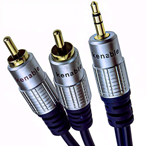 kenable Pur HQ cuivre desoxygéné 3,5 mm Stéréo Jack Vers 2 RCA Cinch Fiches câble Plaqués Or 1 m [1 mètre/1m]