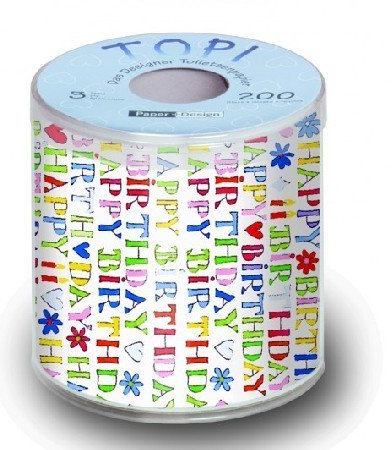 Paper + Design - TOPI Papier toilette Imprimé Happy Birthday/Herzlichen Glückwunsch / Anniversaire.