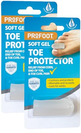 Profoot Soft Gel Toe Protectors - Pain Relief for Corns, Hammer Toes, and Overlapping Toes - Toe Protectors for Feet - (2 Pack) | Toe Protectors for Feet, Helps to Protect Overlapping Toes with Soft Gel Cushioning, One Size Fits All