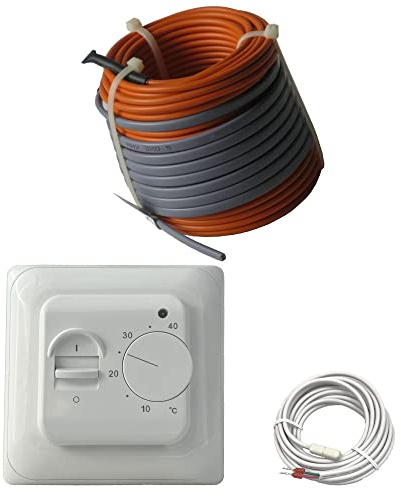 Elektrische Fußbodenheizung HoWaTech Profi Komplett Set TWIN Heizdraht 12 W/m inkl. Thermostat, Länge & Fläche:1.5-3m²