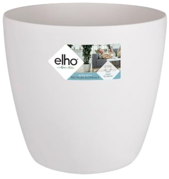 elho Brussels runda rullar 40 – blomkruka för inomhus – Ø 39,0 x H 36,5 cm – vit/vit