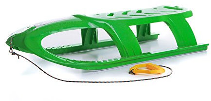 Unbekannt Schlitten Kinderschlitten Rodel aus Kunststoff Zugseil Metallkufen Bullet 3 Farben (Grün)