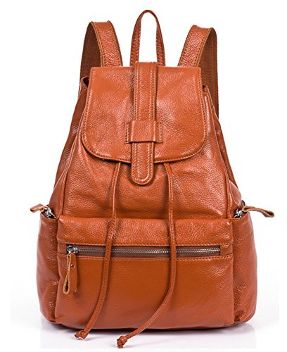 DRF Rucksack Leder Damen Vintage Daypack Uni Freizeit #BG-121 (Braun)