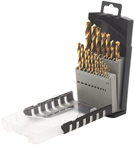 Krino 01170301 - HSS-G TiN Set Punte Rettificate Rivestite in Titanio Per Acciaio - 19 Pezzi