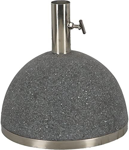 Esschert Design Sonnenschirmständer Granito 11,5 kg Ø25,5 cm Anthrazit anpassbare Edelstahl-Masthalterung 19-36 mm Robustes Design mit Wasserablauf