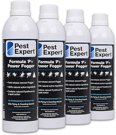 Pest Expert Moth Killer XL Power Fogger 4 x 530ml- Formula 'P+' Moth Fumigator (HSE approved and tested – professional strength product)
