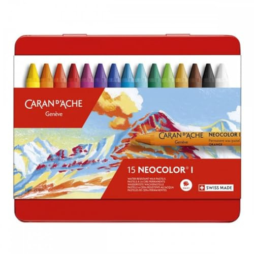 Caran d'Ache - NEOCOLOR I - Assortimento 15 pastelli a cera colorati (non acquerellabili) - 700.0315