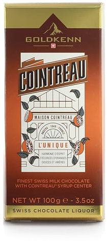 Goldkenn Swiss Milk Chocolate Bar with Cointreau Liqueur Center | 100g Premium Chocolate | Elegant Spirit Infusion