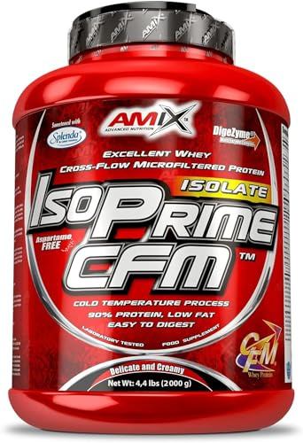 AMIX - Proteína Isolada Isoprime CFM, 2Kg - Gran Aporte de Aminoácidos - Contiene Enzimas Digestivas - Libre de Aspartamo, Proteínas para Aumentar Masa Muscular, Sabor Vainilla